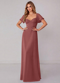 Azazie Fatima Bridesmaid Dresses Amethyst A-Line with Pockets Chiffon Dress image2