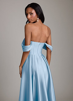 Azazie Loisa Brudtärnklänningar Klä av A-Linje i Stretch Satin Av axeln Puderblå image4
