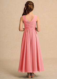 Azazie Ducky Junior Formal Flower Girl Dresses Coral A-Line Pleated Chiffon Dress image2