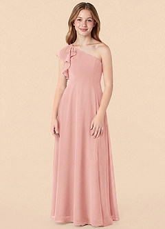 Azazie Arabella Junior Rosette A-Line Ruched Chiffon Dress image4