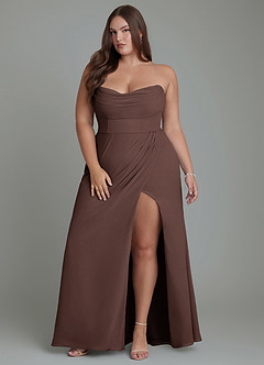 Azazie Johana Jurken voor bruidsmeisjes Converteerbaar Jurk van Chiffon met Zeemeermin Off-shoulder Ganache image9