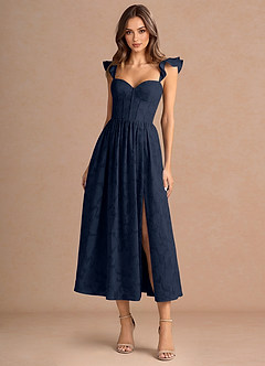 Denisse Hunter Green Midi Dress | Azazie