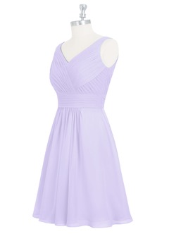 Azazie Grace Robes de demoiselle d'honneur Robe Trapèze en Mousseline de soie Plissée Lilas image9