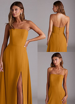 Azazie Wren Bridesmaid Dresses Butterscotch A-Line Side Slit Chiffon Convertible Dress image9