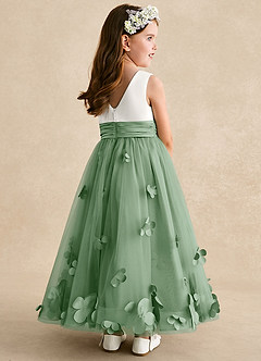 Azazie Vi Flower Girl Dresses Matcha A-Line Sleeveless Tulle Dress image4
