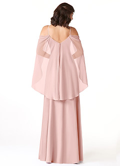 Azazie Cienna Bridesmaid Dresses Powder Pink A-Line Long Sleeve Chiffon Dress image2