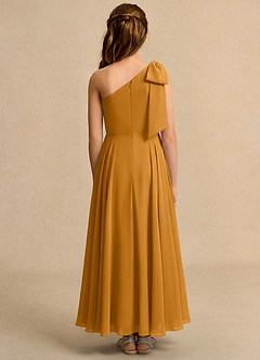 Azazie Guppy Girls Formal Flower Girl Dresses Butterscotch A-Line One Shoulder Chiffon Dress image2
