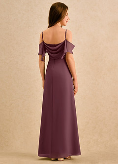 Azazie Pippy Girls Formal Robe Demoiselle D'honneur Fillette Robe Trapèze en Mousseline de soie Encolure en Forme de Cœur Sangria image6