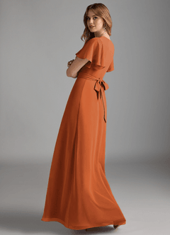Azazie Zaniah Bridesmaid Dresses Cinnamon A-Line Chiffon Dress image7