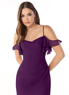 Azazie Emeralda Brautjungfernkleider Etui Schulterfrei Chiffon Kleid Traube image6