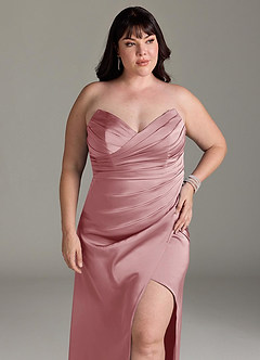 Azazie Yola Bridesmaid Dresses Dusty Rose Sheath V-Neck Pleated Stretch Satin Convertible Dress image13