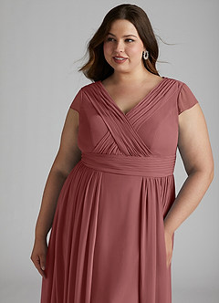 Azazie Organa Final Sale Desert Rose A-Line Pleated Chiffon Dress image11