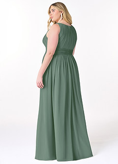 Azazie Harper Bridesmaid Dresses Eucalyptus A-Line Pleated Chiffon Dress image6