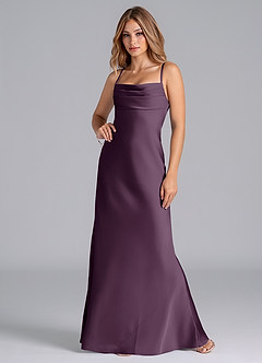 Azazie Seema Bridesmaid Dresses Plum Mermaid Corset Stretch Satin Dress image4