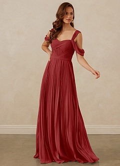 Christian Siriano Bridal for Azazie 1013 Bridesmaid Dresses Rust A-Line Off the Shoulder Chiffon Dress image7