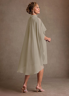 Azazie Irna 신부의 어머니 드레스 컬럼 쉬폰 무릎 길이 드레스 image4