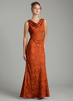 Azazie Kieryn Bridesmaid Dresses Paprika Mermaid Pleated Floral Burnout Dress image10