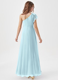 Azazie Arabella Junior A-Linie Gestreift Chiffon Kleid Wolke Blau image6