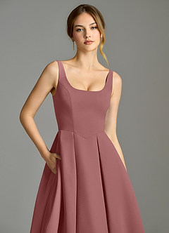 Azazie Amalie Bridesmaid Dresses Desert Rose A-Line Pleated Chiffon Dress image7
