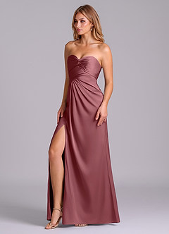 Azazie Sabrine Final Sale Desert Rose A-Line Sweetheart Neckline Stretch Satin Dress image4