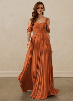 Christian Siriano Bridal for Azazie 1013 Robes de demoiselle d'honneur Robe Trapèze en Mousseline de soie Épaule décolletée Cannelle image9