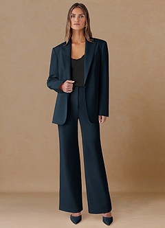 front Marina Bleu Marine Pantalon droit en tissu raffiné
