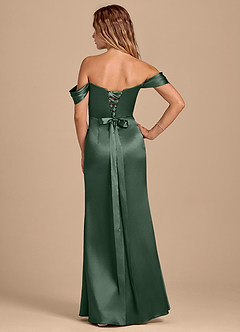 Azazie Shea Bridesmaid Dresses Eucalyptus Mermaid Off the Shoulder Metallic Satin Convertible Dress image4