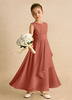 Azazie Edelweiss Flower Girl Dresses Clay A-Line Pleated Chiffon Dress image3