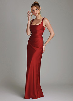 Azazie Agustina Robes de demoiselle d'honneur Robe Sirène en Satin extensible Corset Grenade image5