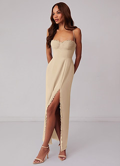 Barbie ♥ Azazie Bridesmaid Dresses Champagne Sheath Corset Chiffon Dress image2
