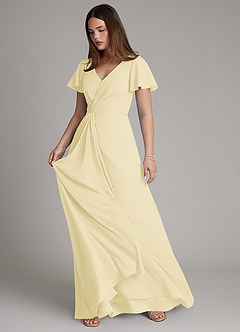 Azazie Kaya Brautjungfernkleider A-Linie Plissee Chiffon Kleid Zitronensorbet image6