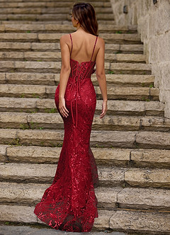 Blazing Red Glitter Prom Dress image2