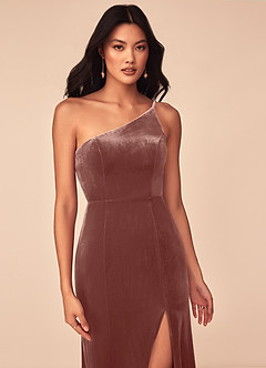 Azazie Kala Bridesmaid Dresses Rustic Rose A-Line One Shoulder Velvet Dress image5