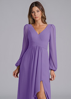 Azazie Omari Bridesmaid Dresses Tahiti A-Line Long Sleeve Chiffon Dress image7