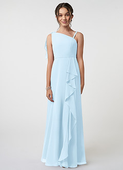 Azazie Aidy Junior Abito A-Line in Chiffon Fiocco Azzurro image1