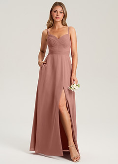 Azazie Terese Bridesmaid Dresses Cedar Rose A-Line Pleated Chiffon Dress image6