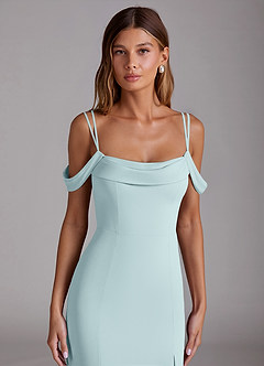 Azazie Callan Bridesmaid Dresses Mist Mermaid Pleated Chiffon Convertible Dress image4
