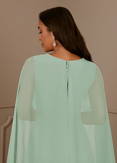 Azazie Isa Mother of the Bride Dresses Agave A-Line V-Neck Pleated Chiffon Dress image6