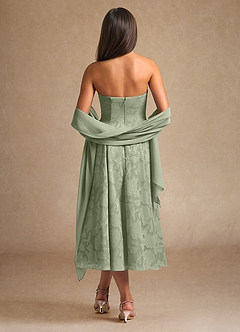 Azazie Lorain Mother of the Bride Dresses Agave A-Line Pleated Floral Burnout Dress image3