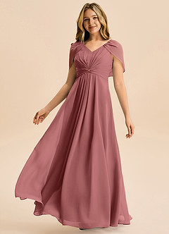 Azazie Emma Junior Robe Trapèze en Mousseline de soie Plissée Améthyste image4