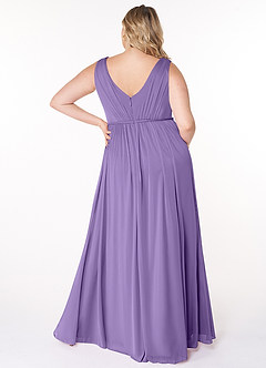 Azazie Tanicia Brautjungfernkleider A-Linie V-Hals Gefaltet Gittergewebe Kleid Tahiti image6