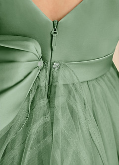 Azazie Pear Flower Girl Dresses Matcha Ball-Gown Bow Tulle Dress image7