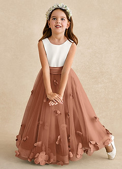 Azazie Vi Flower Girl Dresses Bronzer A-Line Sleeveless Tulle Dress image6