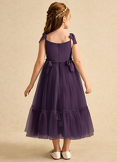 Azazie Jaci Flower Girl Dresses Plum A-Line Spaghetti Strap Chiffon Dress image5