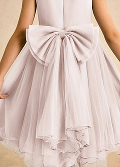 Azazie Lass Abiti da Ragazza di Fiori Abito A-Line in Tulle Fiocco Petalo Di Rosa image6
