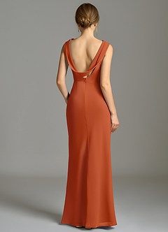 Azazie Kieryn Vestidos de damas de honor Vestido de Naranja Quemada de Gasa de Corte Sirena con Plisado image2