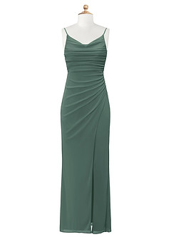 Azazie Deandra Junior Eucalyptus Sheath Stretch Chiffon Dress image7