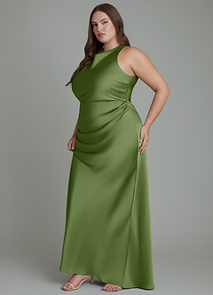 Azazie Evadne Bridesmaid Dresses Juniper Sheath Pleated Stretch Satin Dress image13