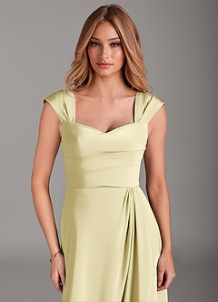 Azazie Laila 신부 들러리 드레스 A라인 스윗하트 네크라인 스트레치 새틴 바닥 길이 드레스 image5