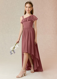 Azazie Mango Junior Amethyst A-Line Ruched Chiffon Dress image3
